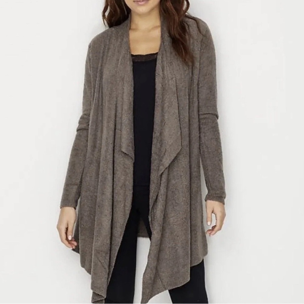 Barefoot Dreams Bamboo Chic Lite Taupe Open Front Cardigan